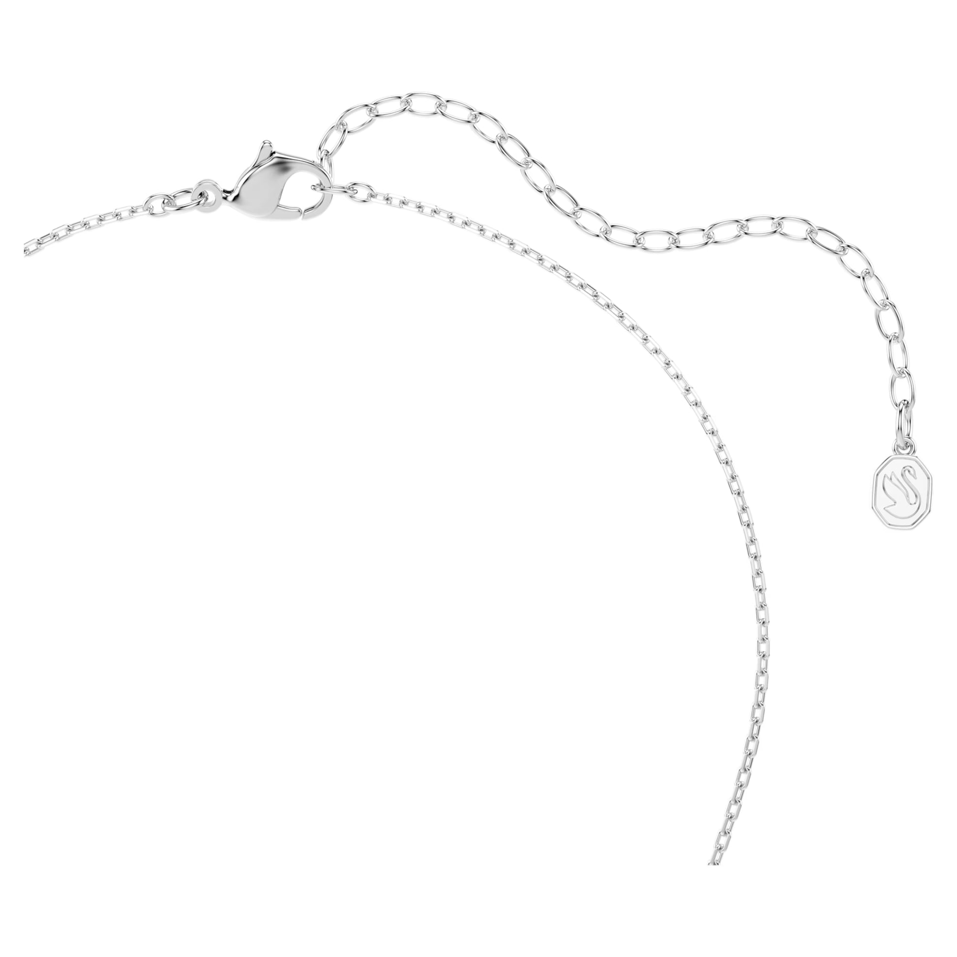 Swarovski Swan Pendant Necklace with Mixed-Cut White Crystal in Rhodium Silver