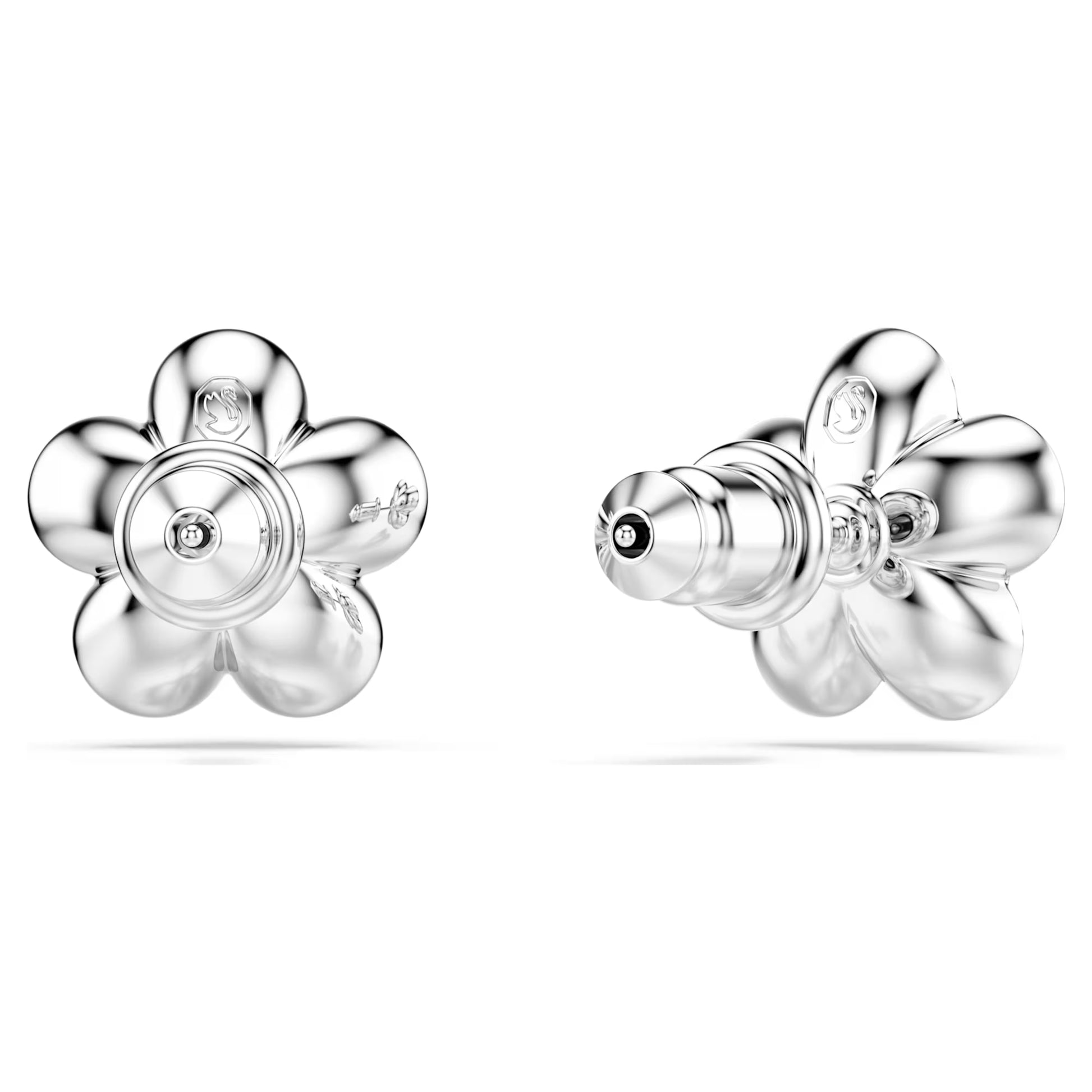 Swarovski Ariana Grande x Swarovski Flower Stud Earrings with Round-Cut Crystal & Pearl in Rhodium Silver