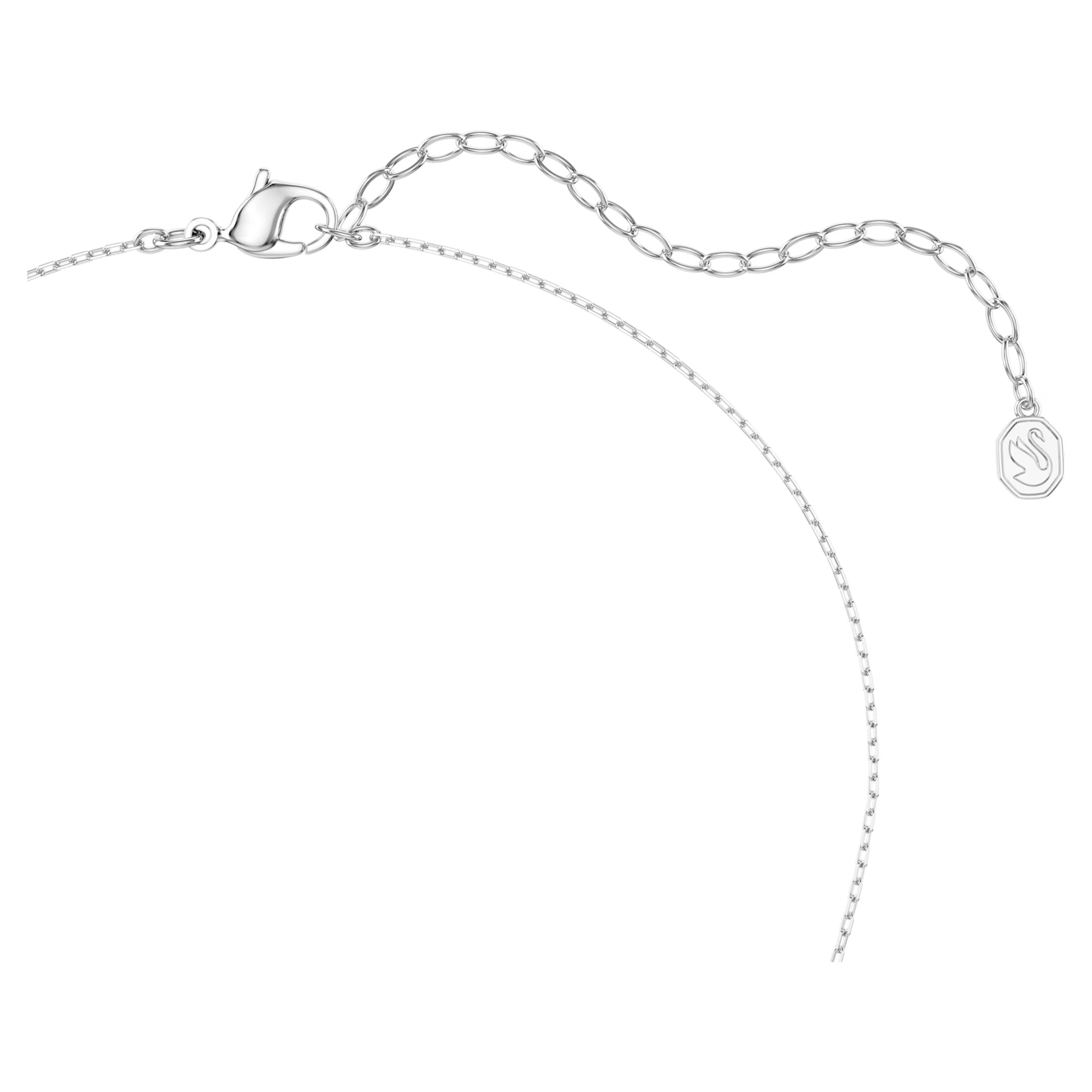 Swarovski Vienna Feather Pendant Necklace with Mixed-Cut White Crystal in Rhodium Silver