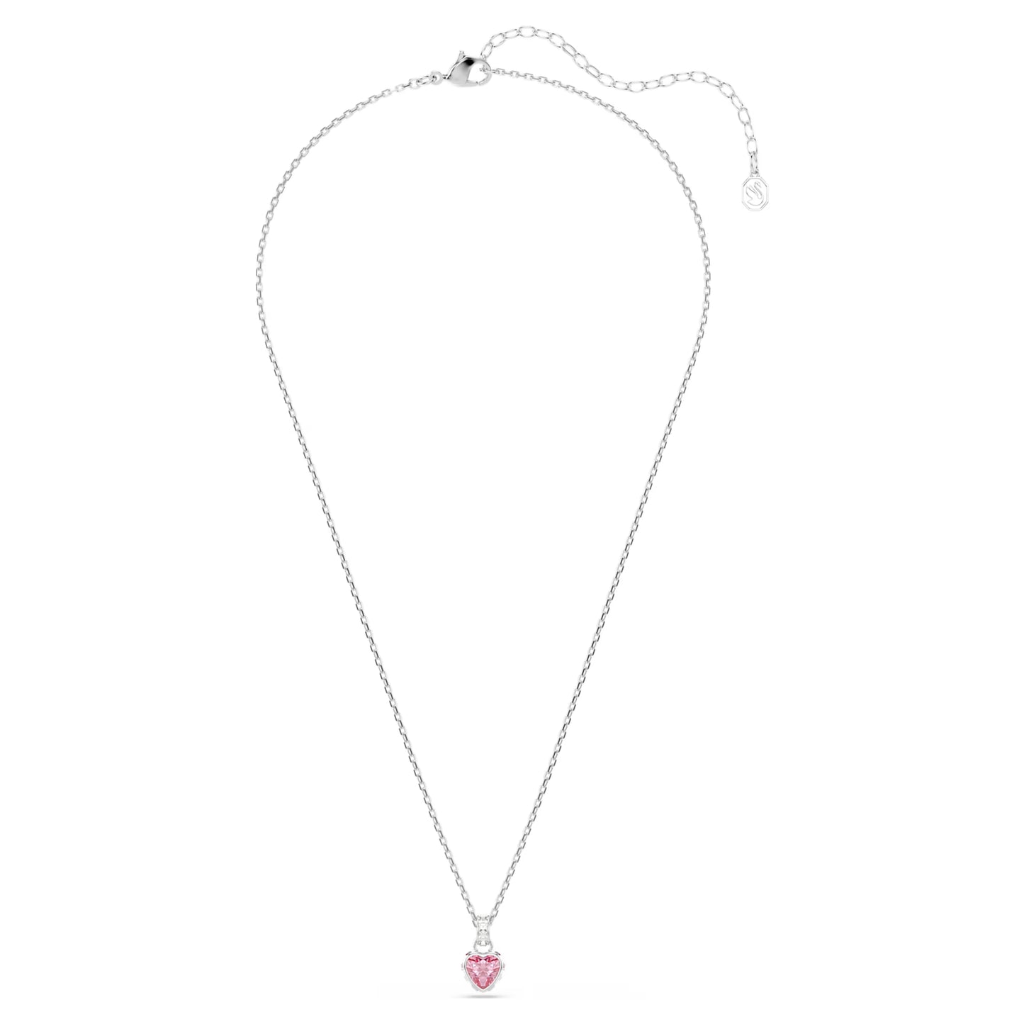 Chroma Heart Pendant Necklace with Mixed-Cut Pink Crystal in Rhodium Silver