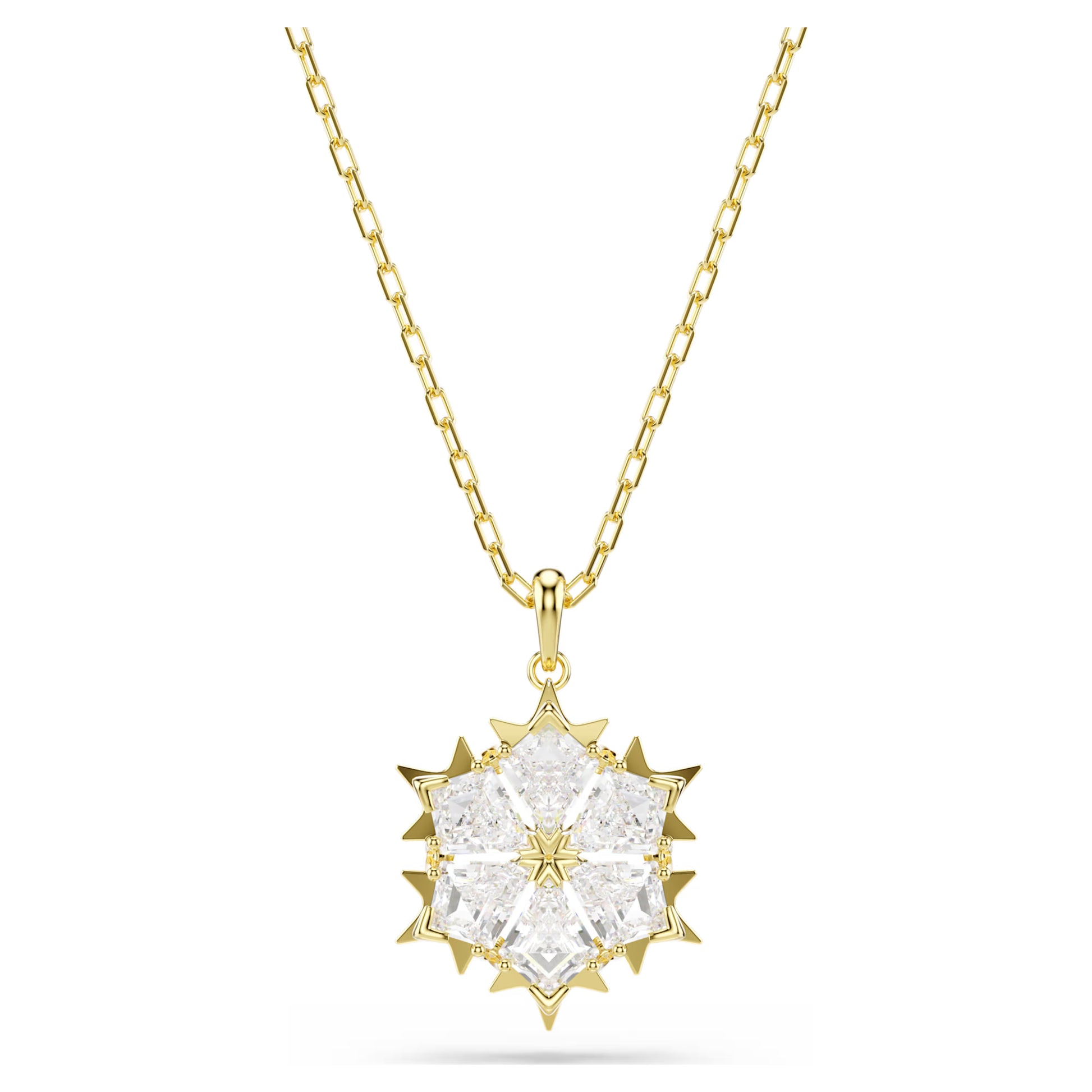 Swarovski Magic Snowflake Necklace & Earrings Set with Mixed-Cut White Crystal in Gold