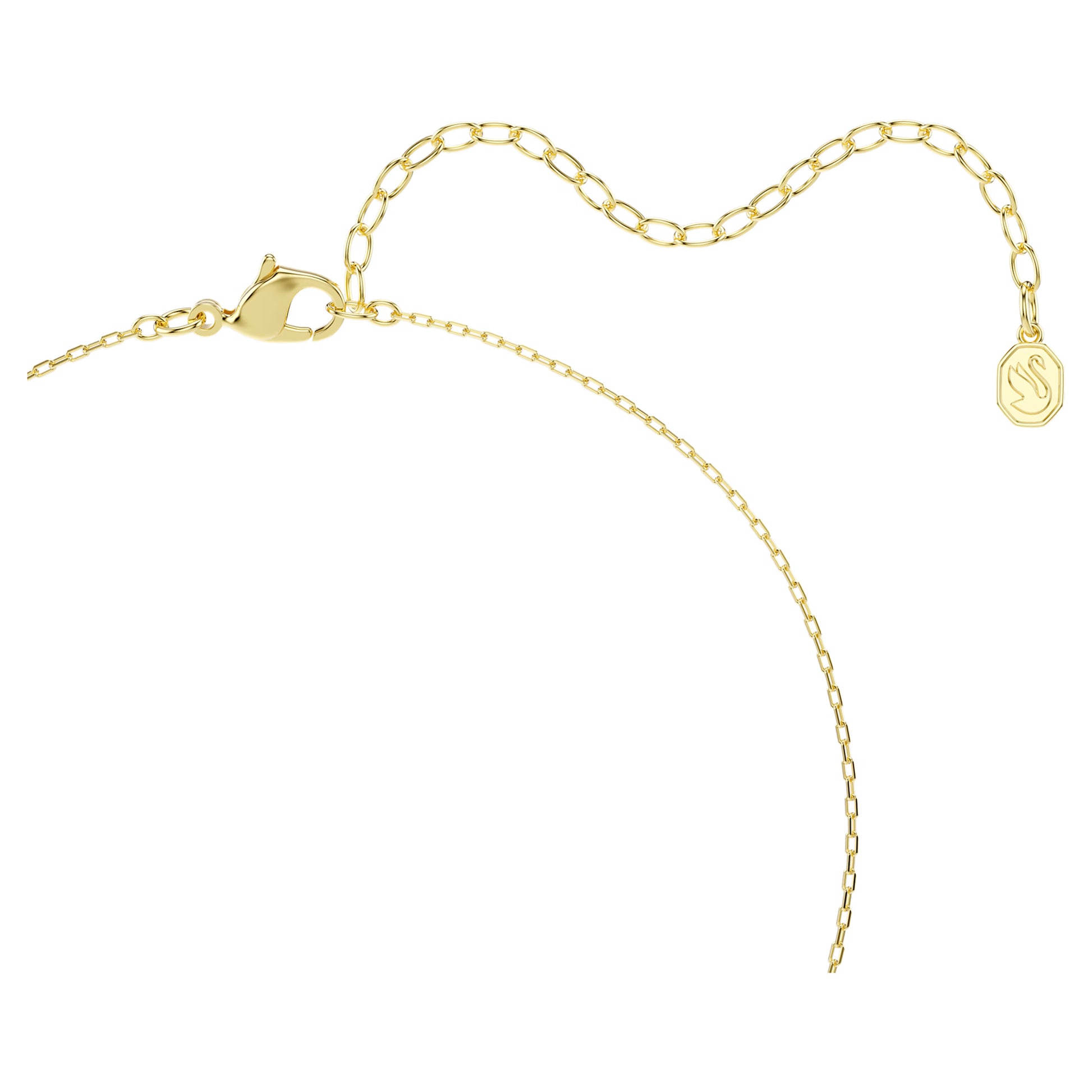 Swarovski Una Angelic Halo Pendant Necklace with Round Cut White Crystal in 18ct Yellow Gold Finish