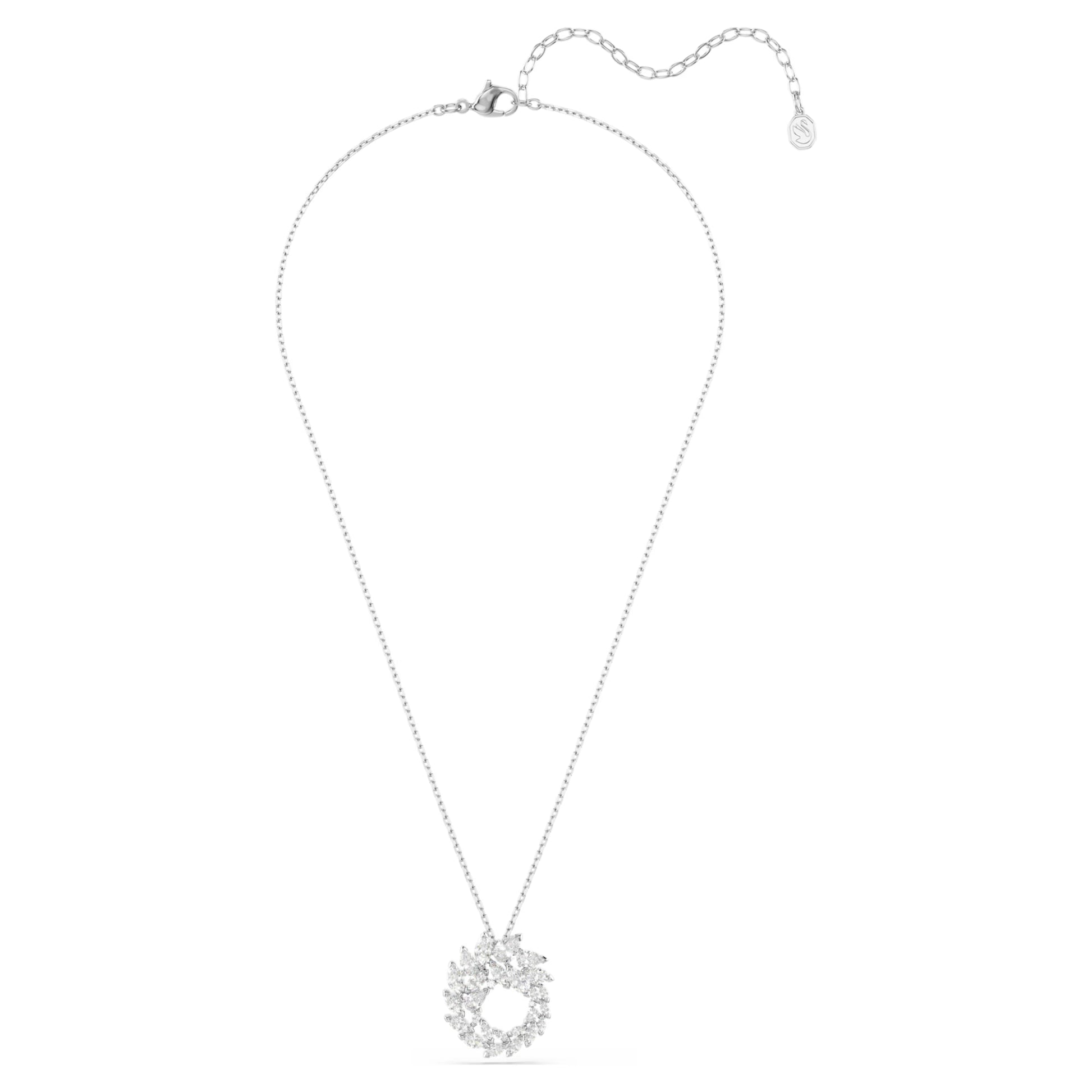 Swarovski Mesmera Pendant Necklace with Marquise-Cut White Crystal in Rhodium Silver