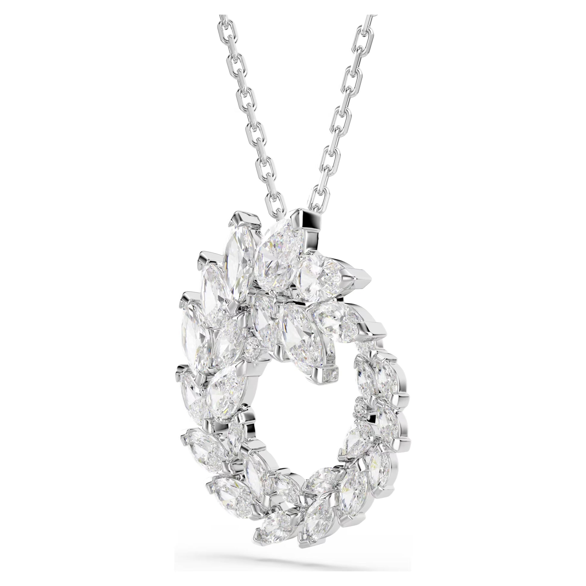 Swarovski Mesmera Pendant Necklace with Marquise-Cut White Crystal in Rhodium Silver