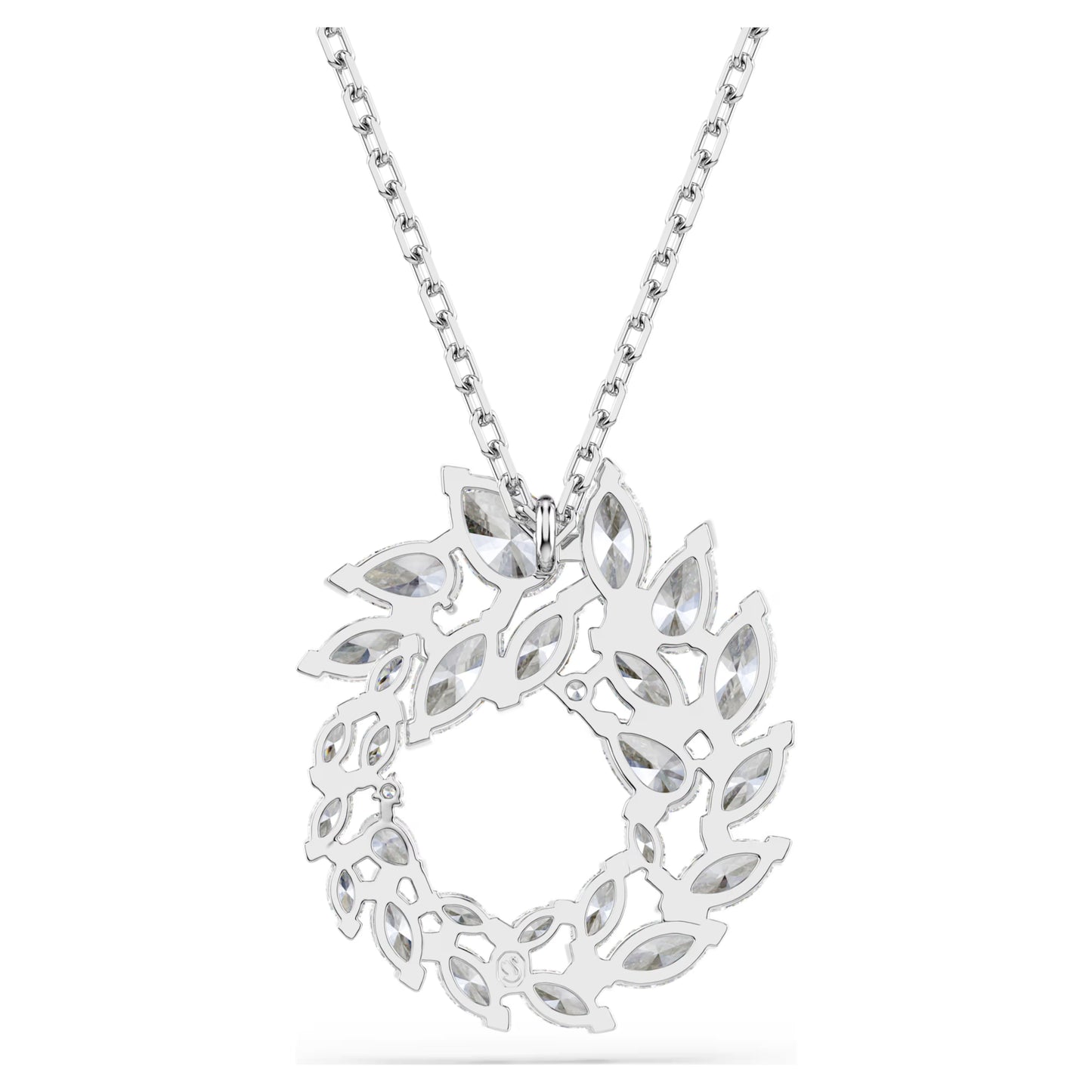 Mesmera Pendant Necklace with Marquise-Cut White Crystal in Rhodium Silver