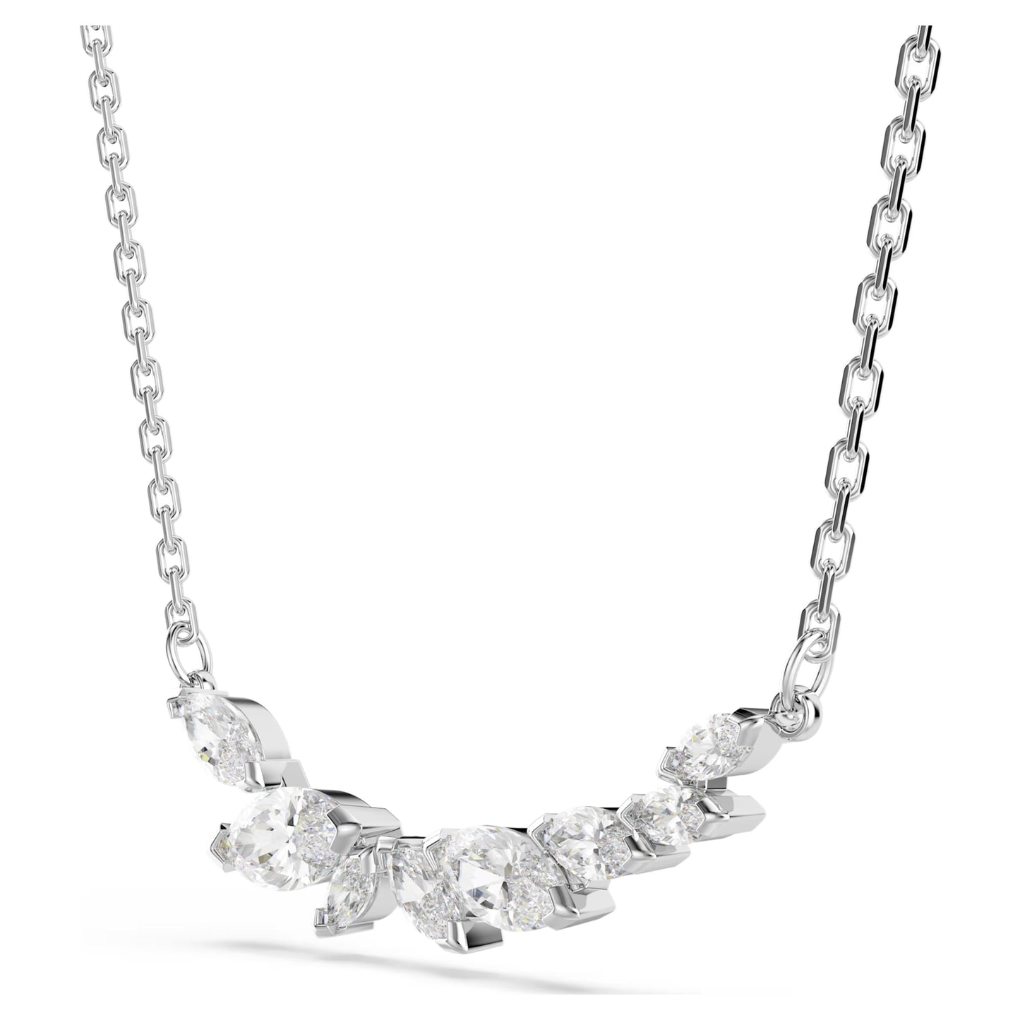 Mesmera Necklace with Marquise-Cut White Crystal in Rhodium Silver