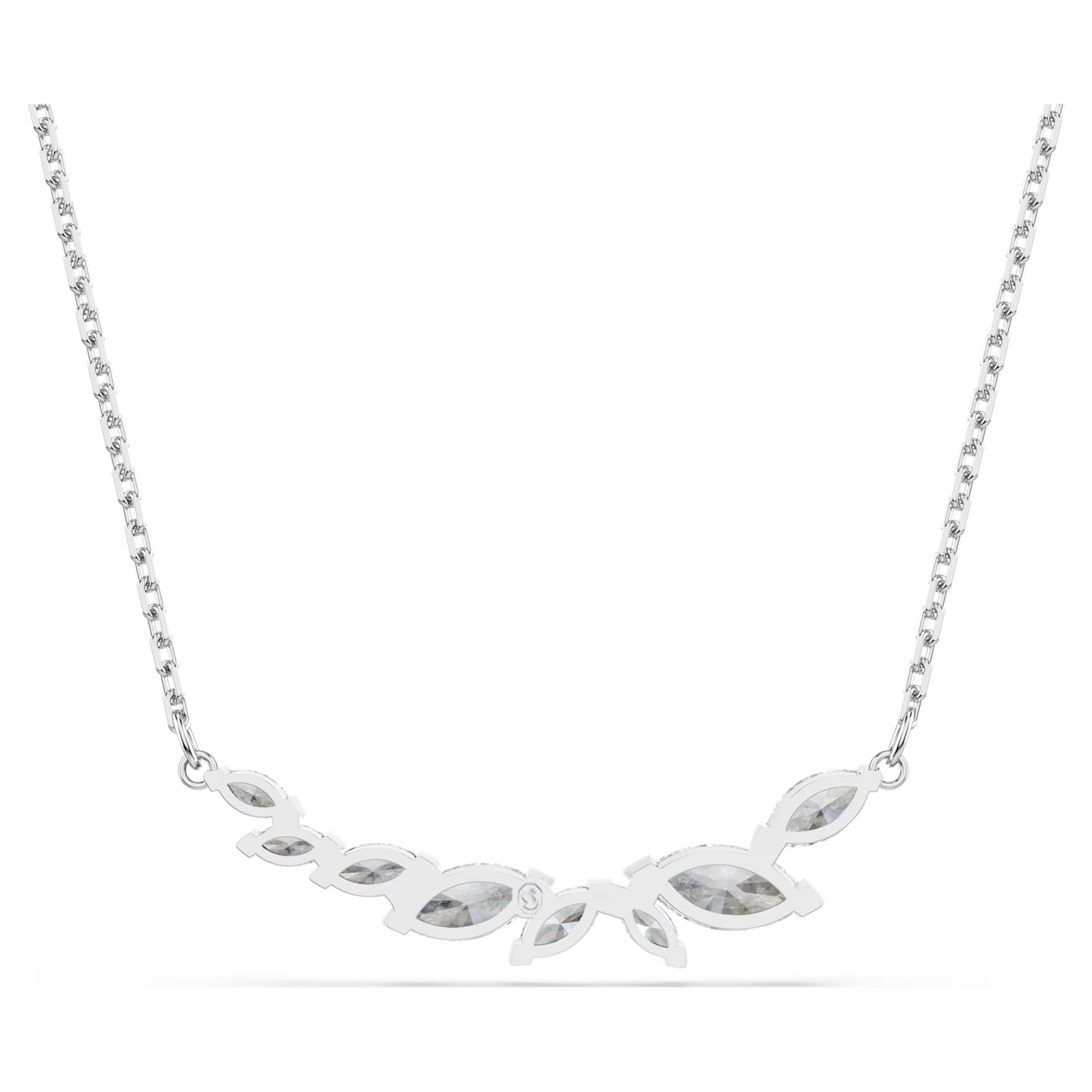 Mesmera Necklace with Marquise-Cut White Crystal in Rhodium Silver