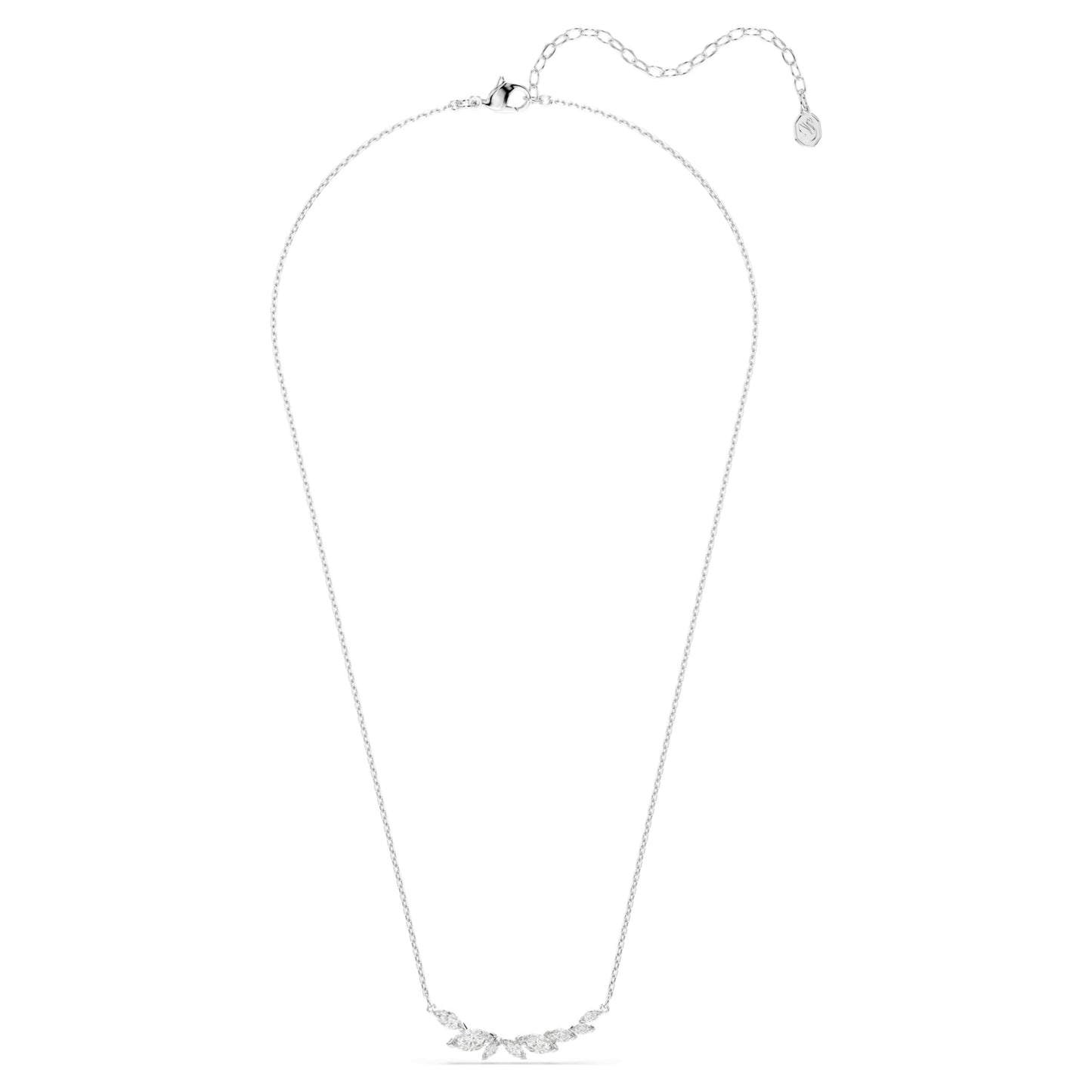 Mesmera Necklace with Marquise-Cut White Crystal in Rhodium Silver