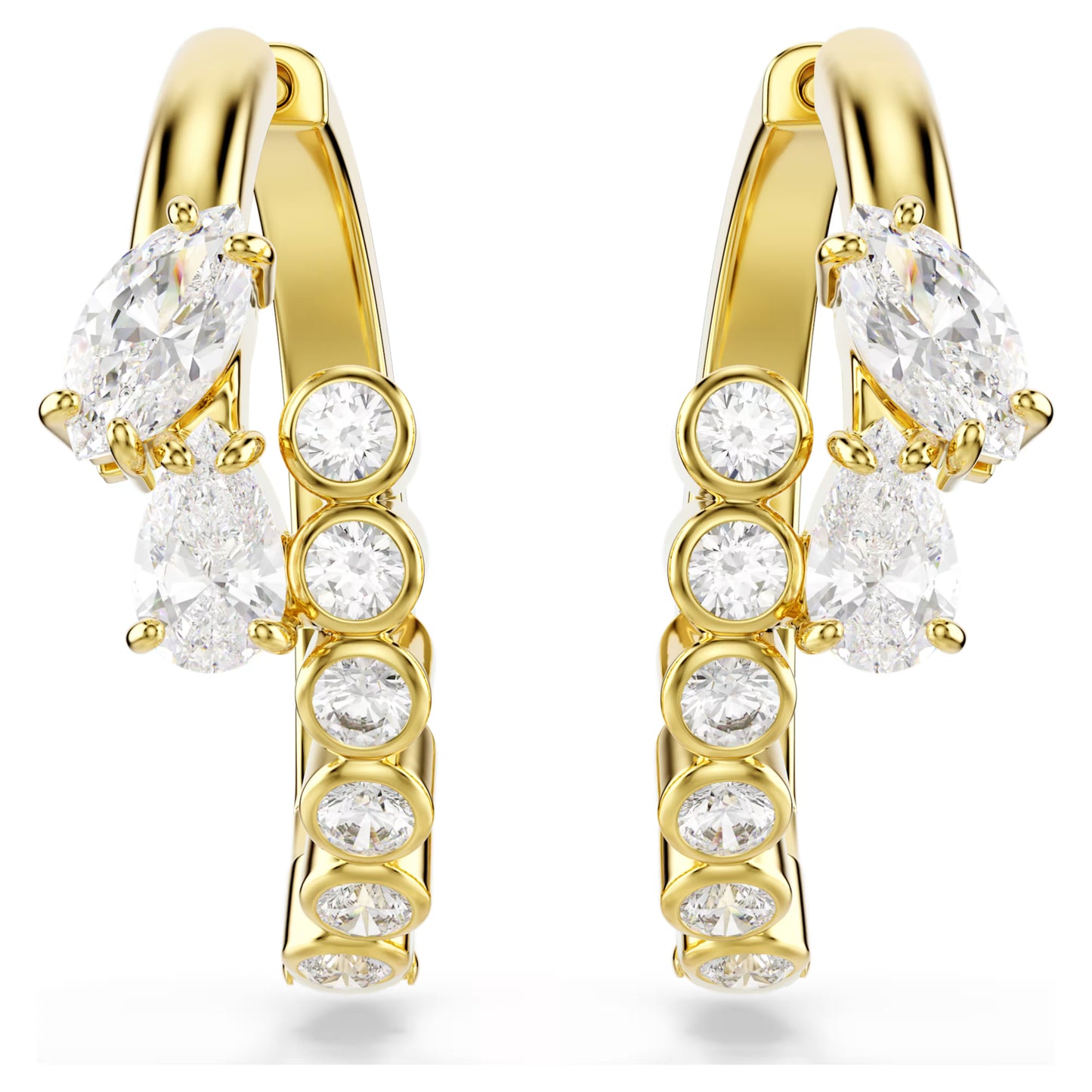 Mesmera Hoop Earrings with Mixed-Cut White Crystal in Gold