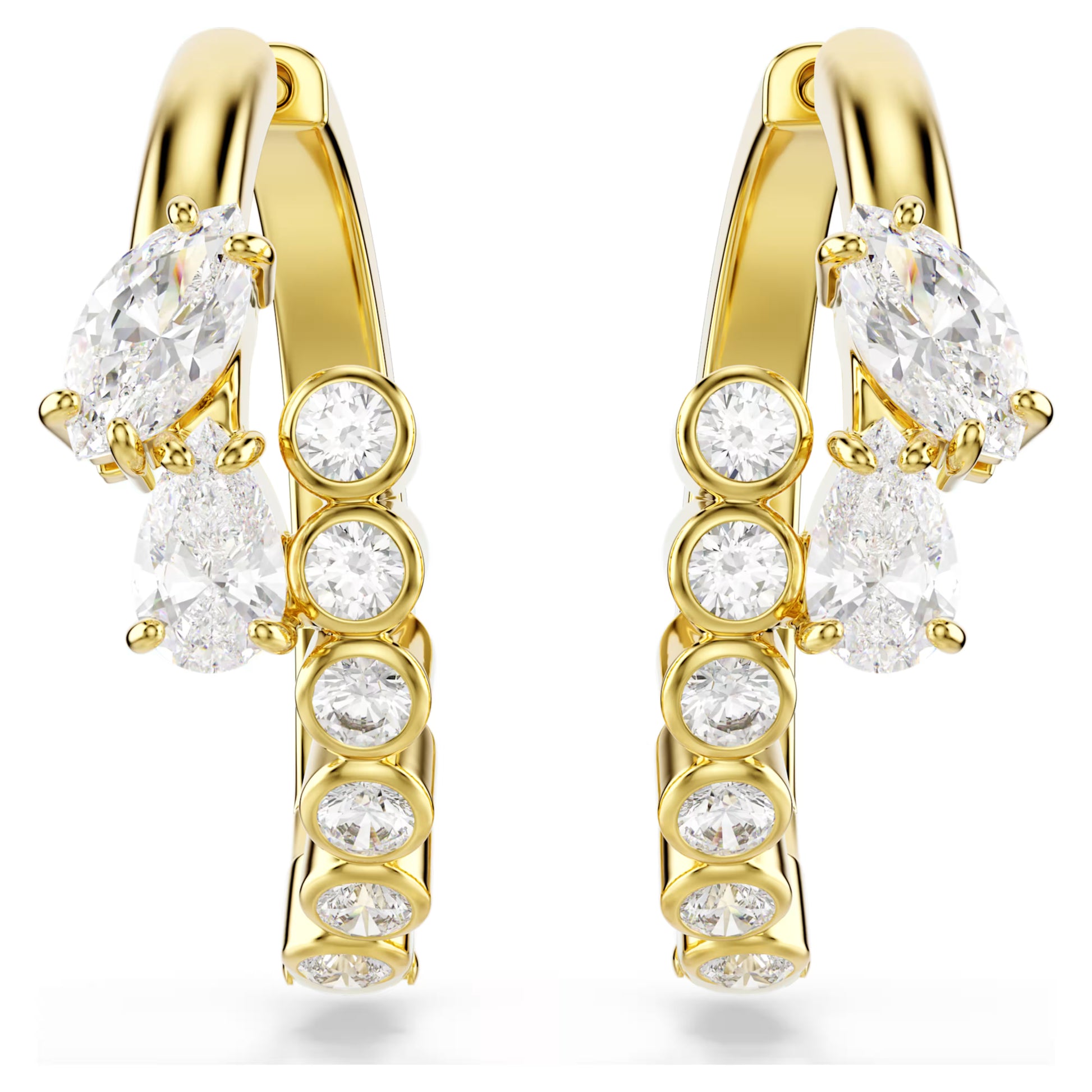 Swarovski Mesmera Hoop Earrings with Mixed-Cut White Crystal in Gold