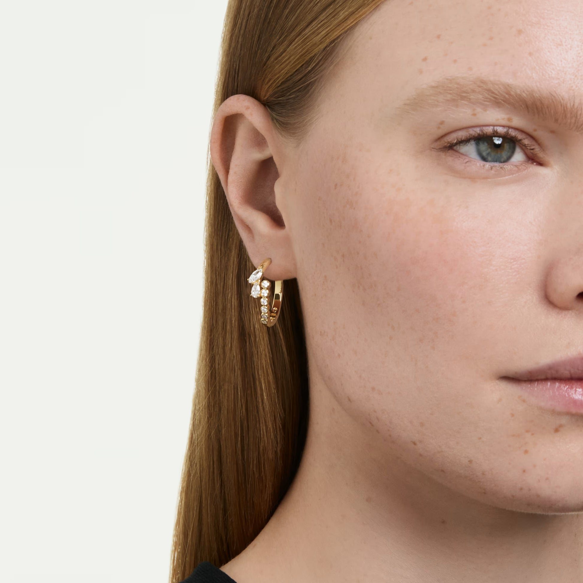 Swarovski Mesmera Hoop Earrings with Mixed-Cut White Crystal in Gold
