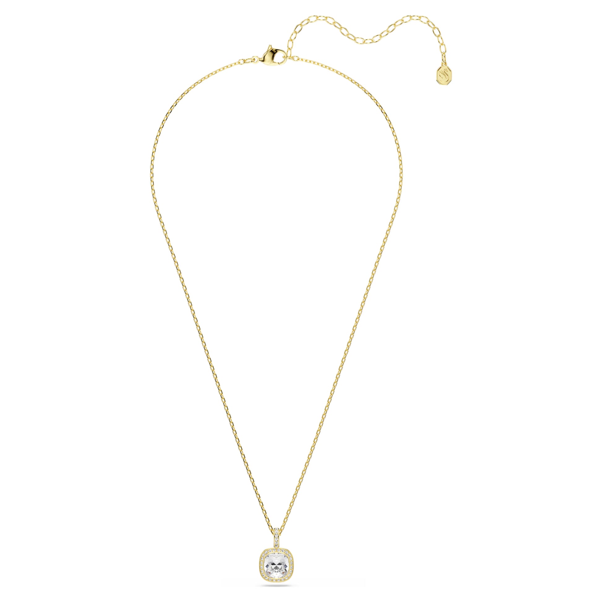 Swarovski Una Angelic Pendant Necklace with Cushion-Cut White Crystal in Gold
