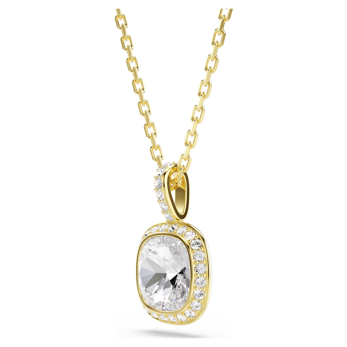 Una Angelic Pendant Necklace with Cushion-Cut White Crystal in Gold