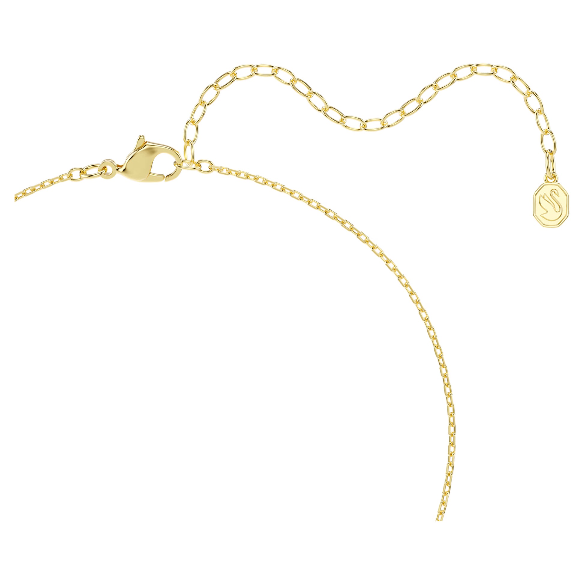 Swarovski Millenia Pendant Necklace with Cushion Cut Green Crystal in 18ct Yellow Gold Finish