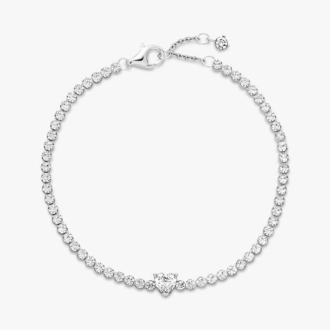 Sparkling Heart Tennis Bracelet, 20cm