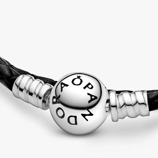 Pandora Moments Double Black Leather Bracelet, 38cm