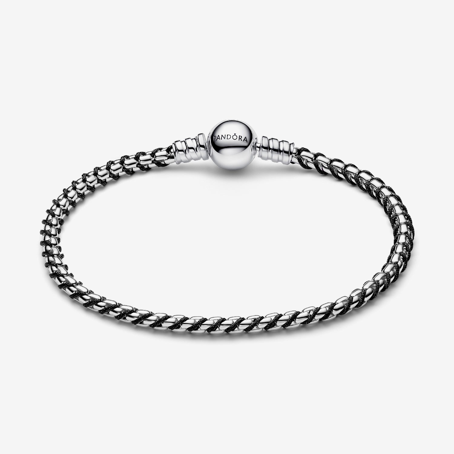 Pandora Black Cord Box Chain Bracelet, 21cm