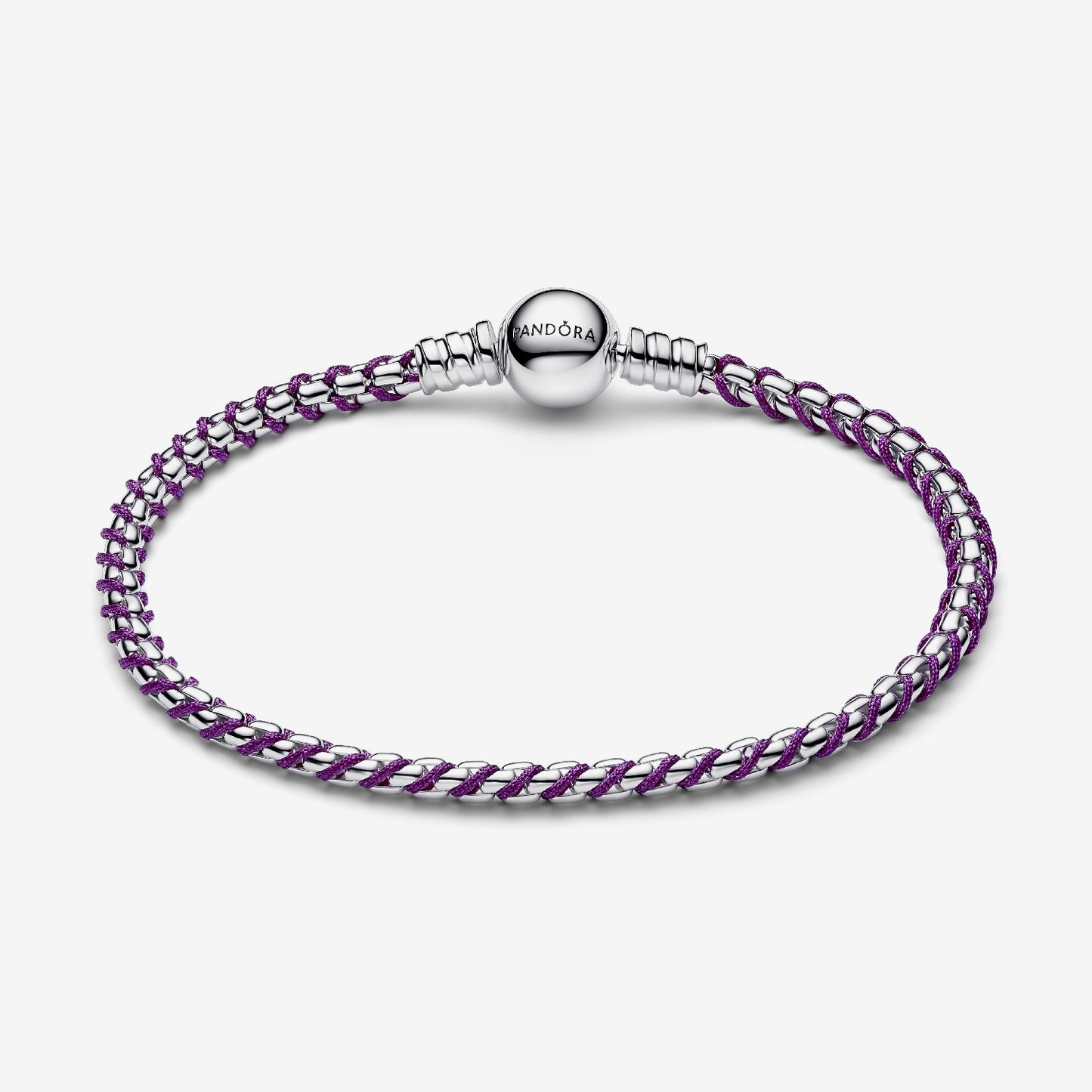 Purple Cord Box Chain Bracelet, 21cm