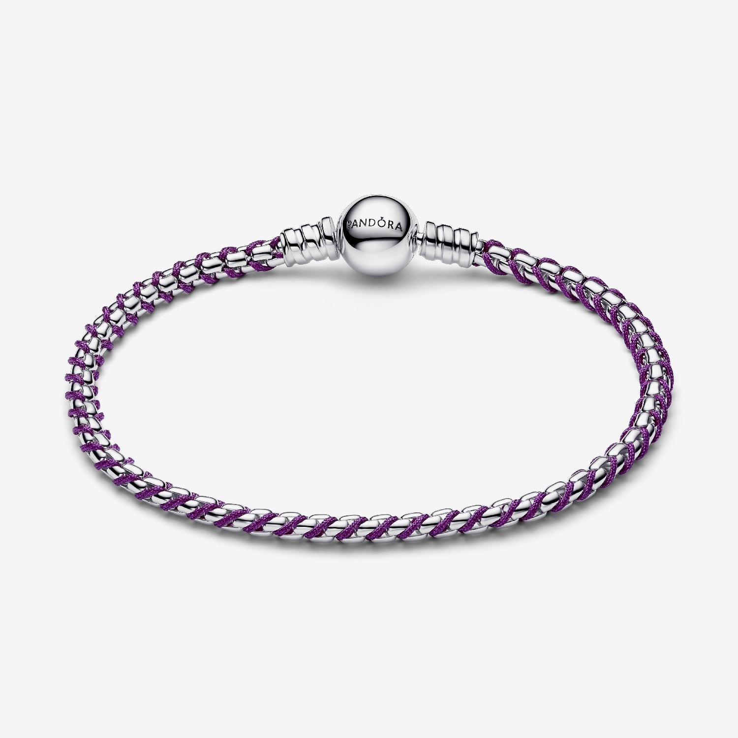 Pandora Purple Cord Box Chain Bracelet, 21cm