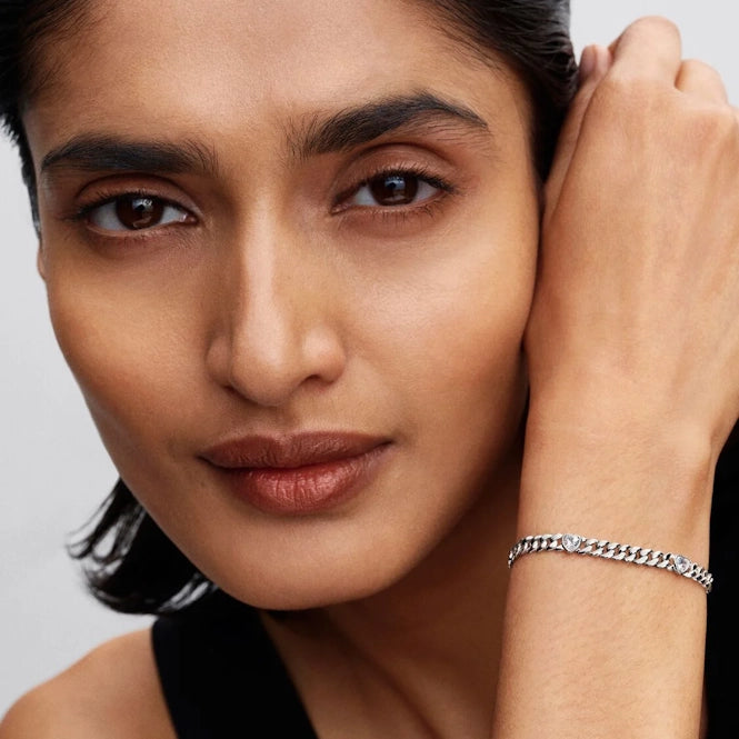 Heart Cuban Chain Bracelet, 20cm