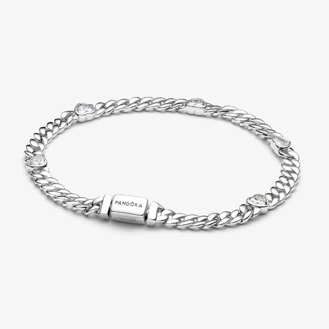 Pandora Heart Cuban Chain Bracelet, 20cm