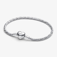 Heart Clasp Faceted Snake Chain Bracelet, 18cm