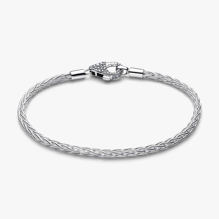 Pave Clasp Foxtail Chain Charm Bracelet, 19cm