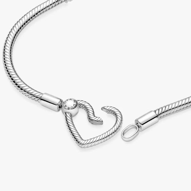 Moments Heart Closure Snake Chain Bracelet, 16cm