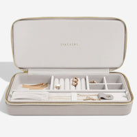 Sleek Taupe Necklace Zipped Travel Jewellery Box