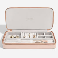 Sleek Blush Pink Necklace Zipped Travel Jewellery Box