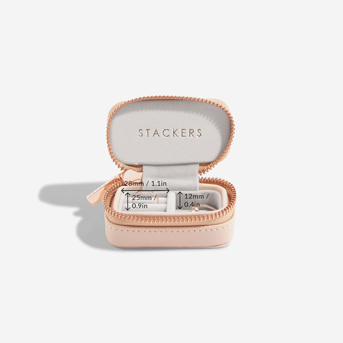 Blush Pink Zipped Petite Travel Jewellery Box