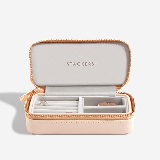 Blush Pink Zipped Medium Travel Jewellery Box