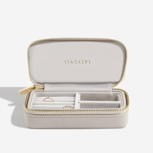 Taupe Zipped Medium Travel Jewellery Box