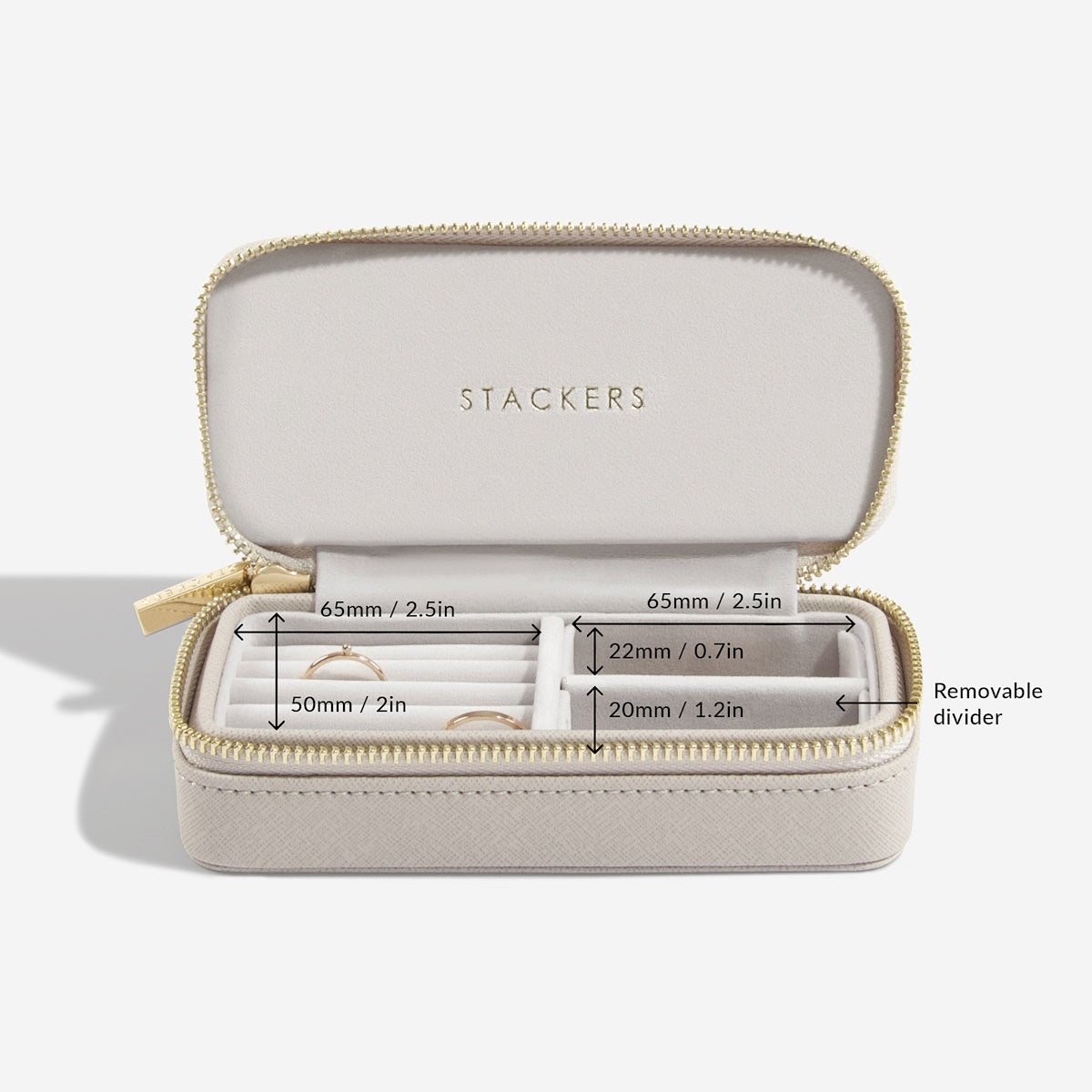 Stackers Taupe Zipped Medium Travel Jewellery Box