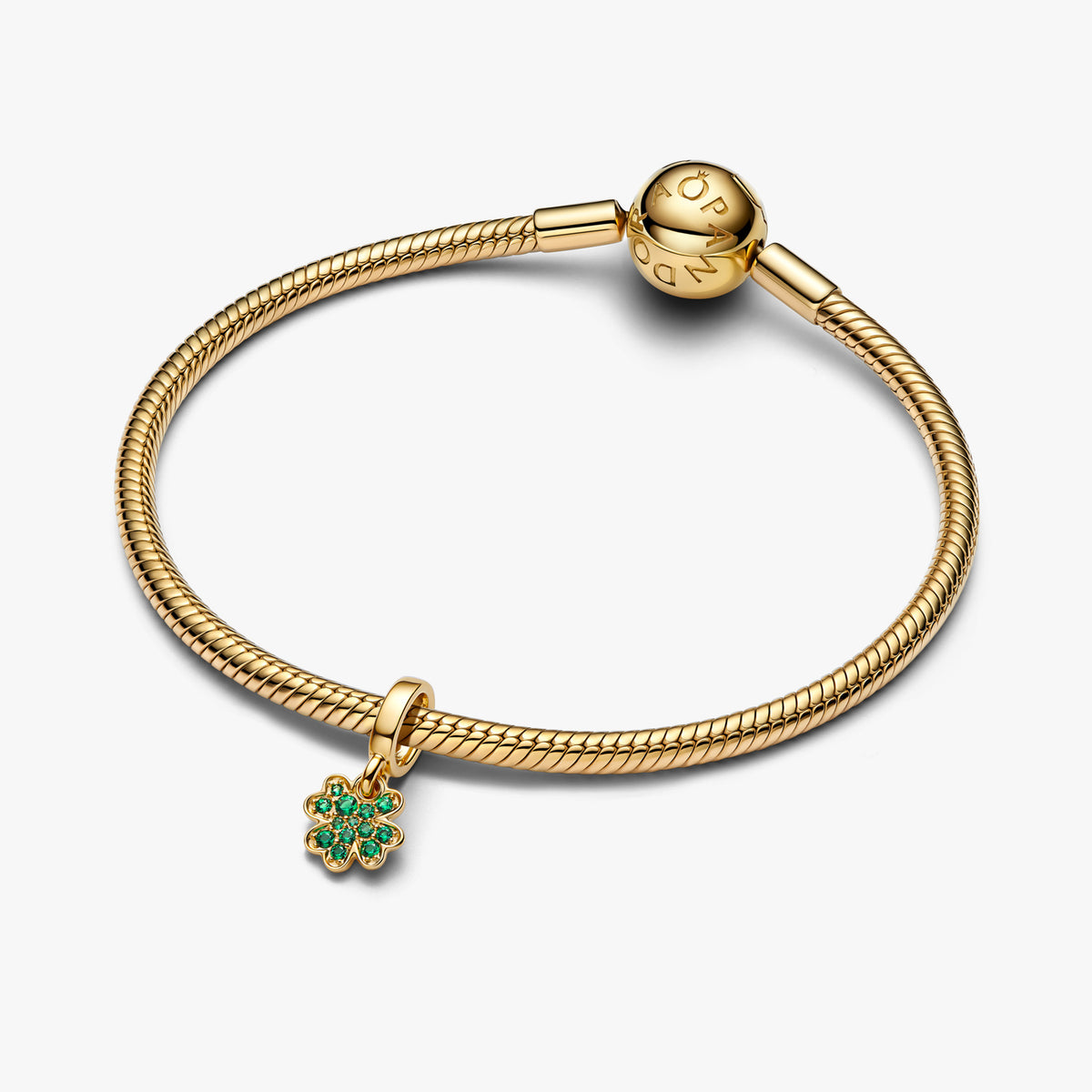 Pandora Gold Four-Leaf Clover Dangle Charm