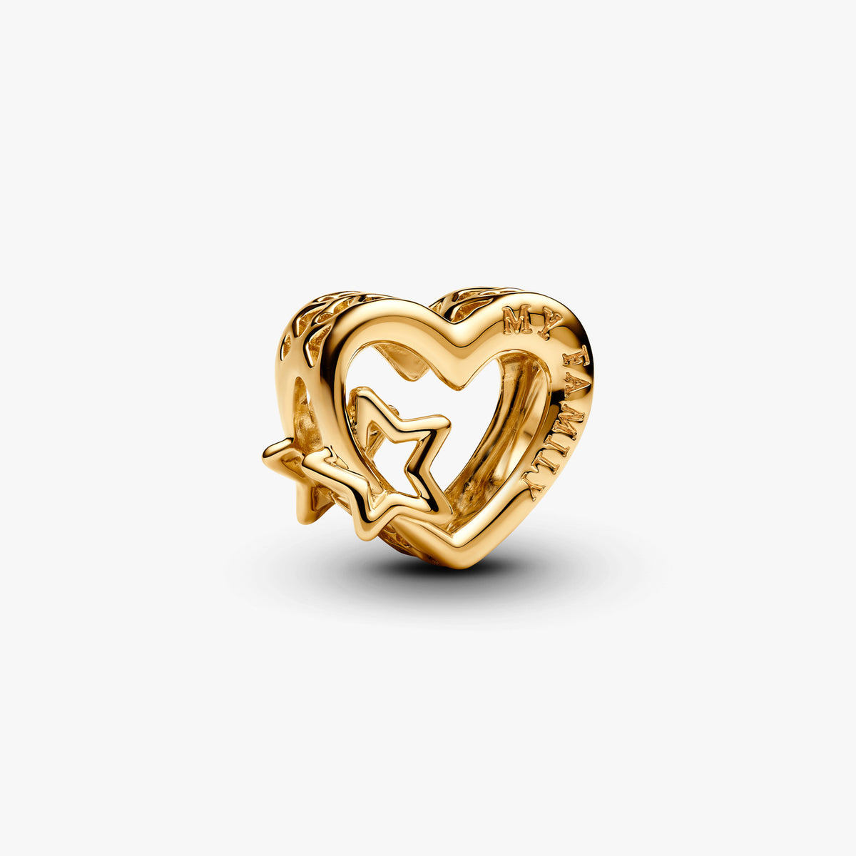 Gold Openwork Family Heart & Star Charms