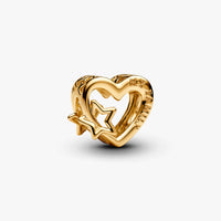 Gold Openwork Family Heart & Star Charms