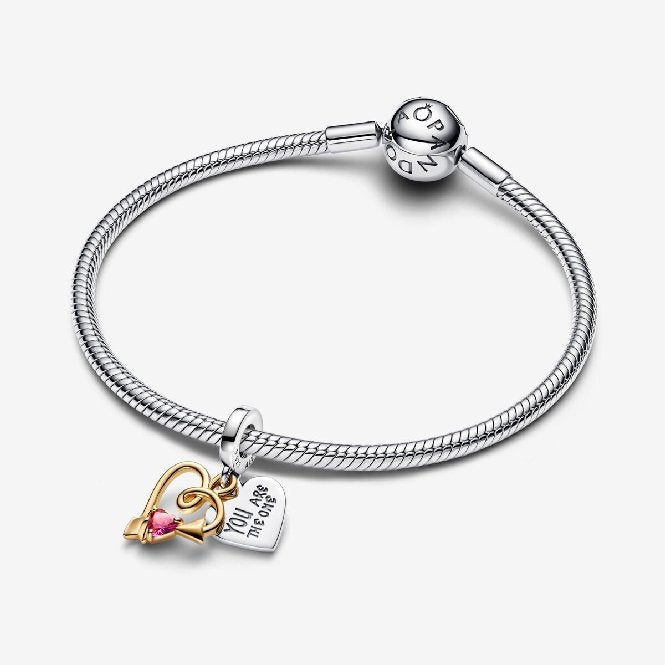 Pandora Engravable Heart & Arrow Double Dangle Charms