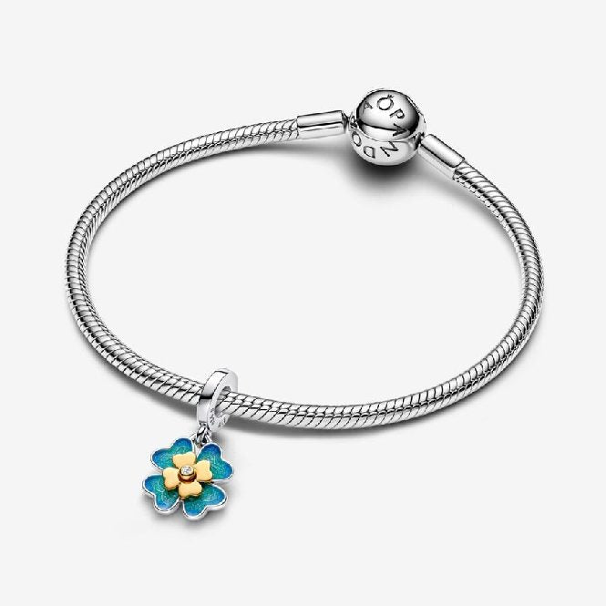 Spinnable Four Leaf Clover Lab-Grown Diamond Dangle Charms