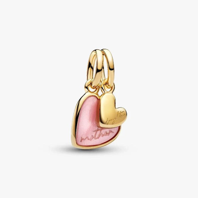 768661c01 Pandora Gold Pink Mother & Daughter Splittable Dangle Charms, 763766C01
