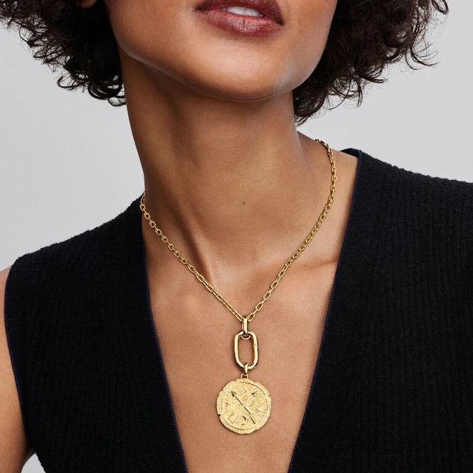 ME Gold Crossing Arrows Oversized Medallion Charms