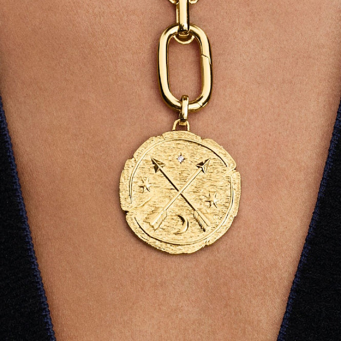 ME Gold Crossing Arrows Oversized Medallion Charms