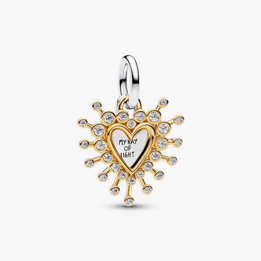 Pandora Gold Radiant Heart Double Dangle Charms