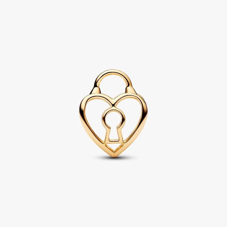 Gold Openwork Heart Padlock Charms