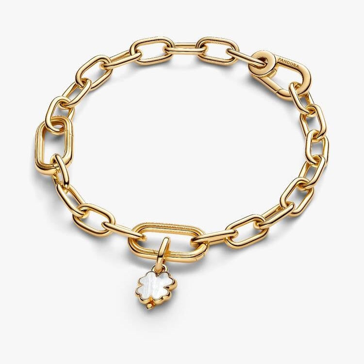 ME Gold White Lucky Clover Dangle Charms