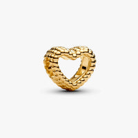 Gold Beaded Open Heart Charms