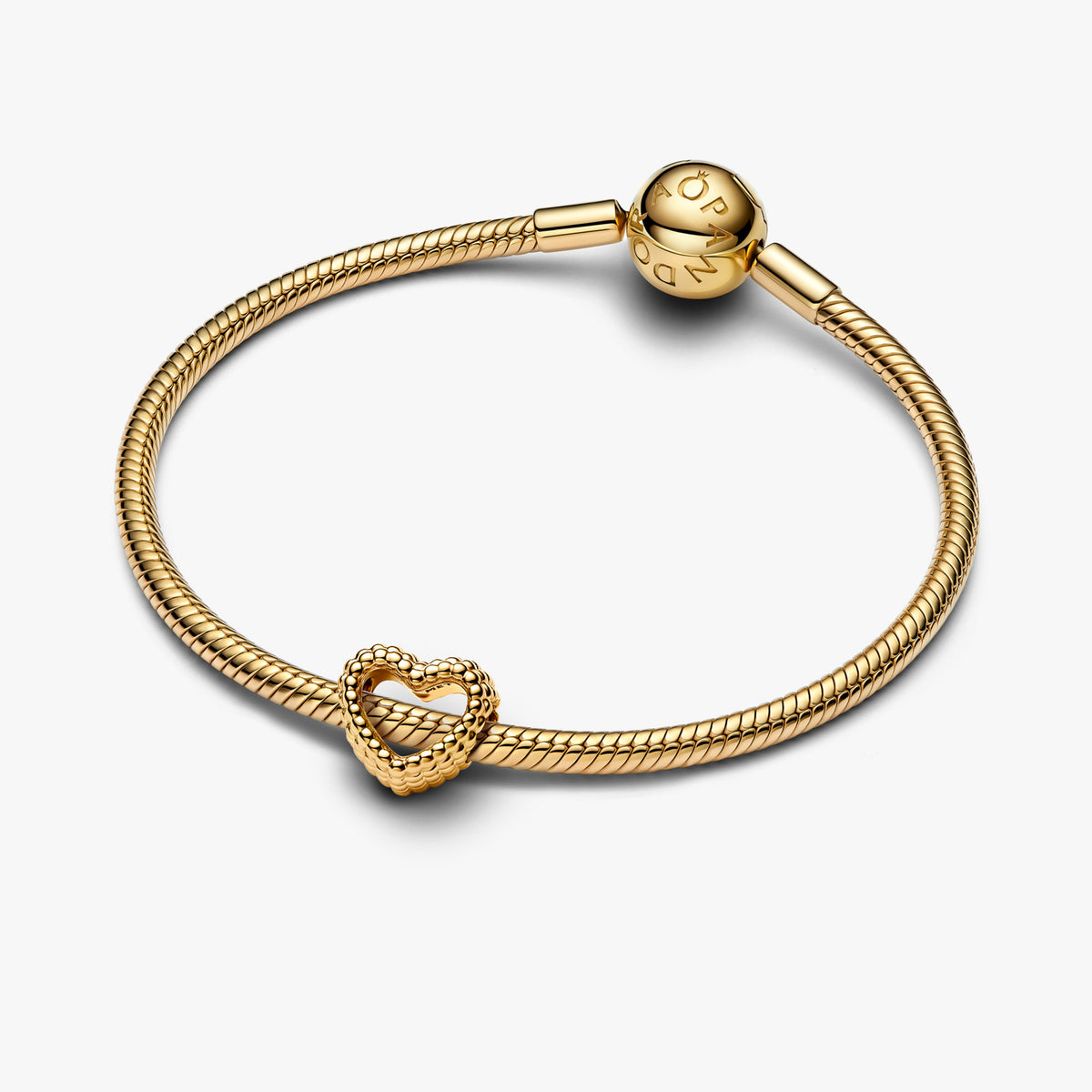 Gold Beaded Open Heart Charms