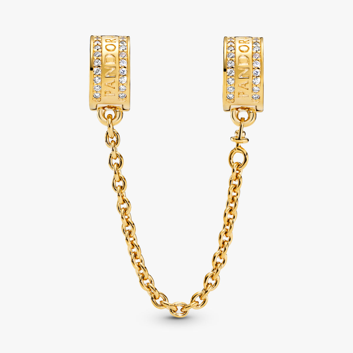 Pandora Gold Logo Safety Chain Clip Charms