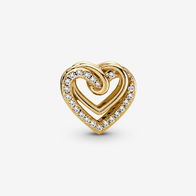 Pandora Gold Sparkling Entwined Hearts Charms