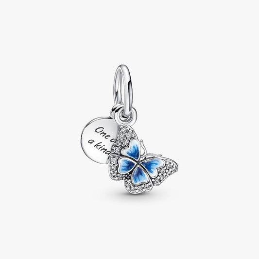 Pandora Blue Butterfly One of a Kind Double Dangle Charm